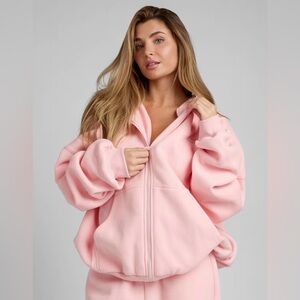 Comfrt Pastel collection Zip-Up Hoodie in bubblegum ( pink ) size Small